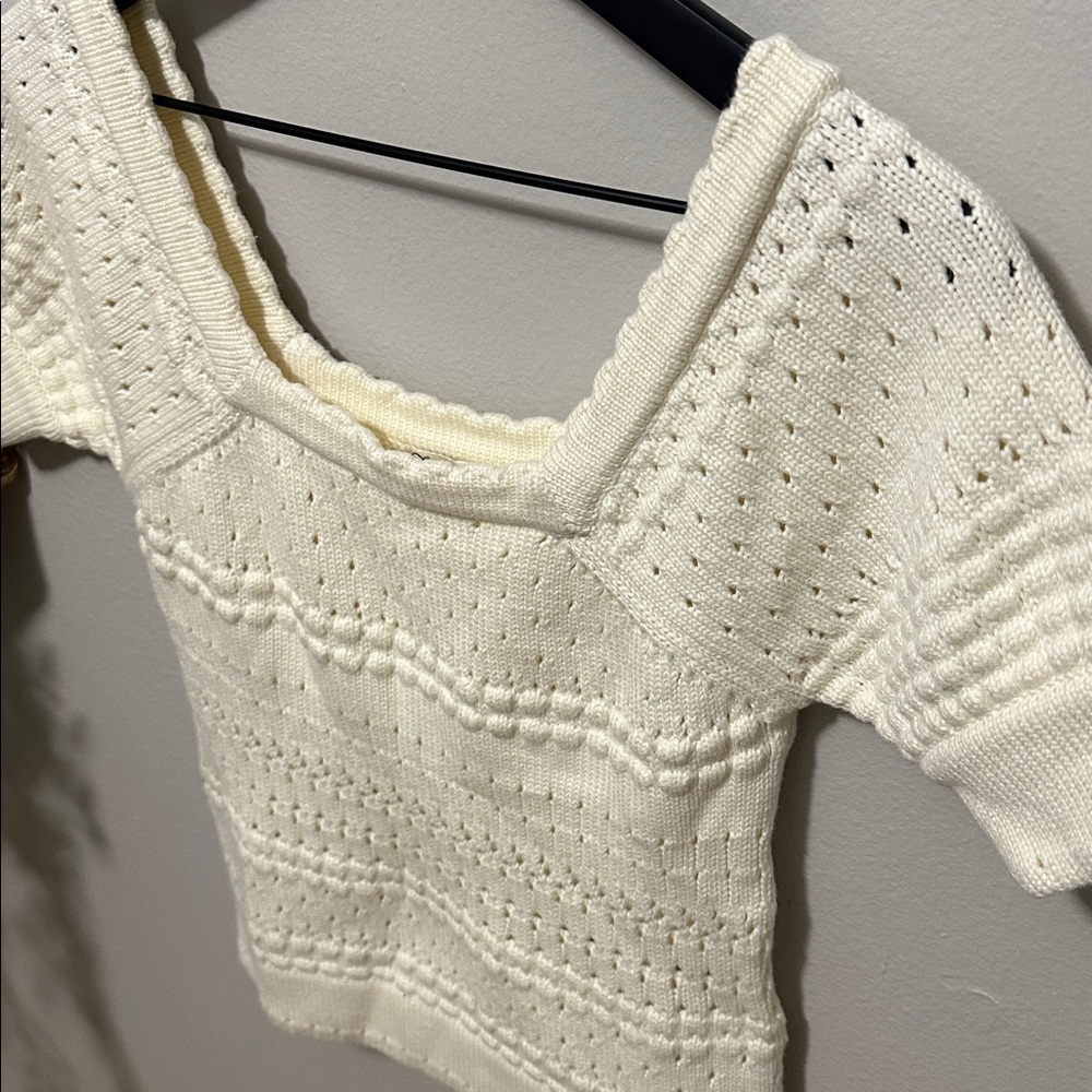 Faherty Pointelle Short Sleeve Sweater - Picture 3 of 4